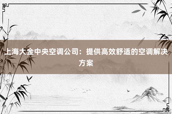 上海大金中央空调公司：提供高效舒适的空调解决方案